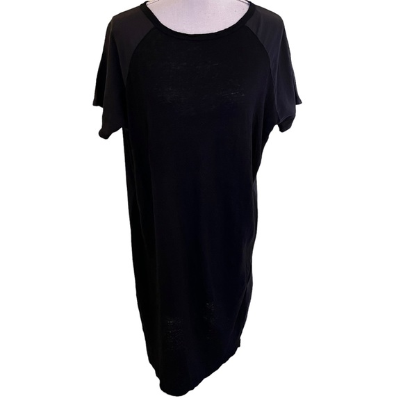 Pomandere Black Silk Short Sleeve Shift Midi Dress 4 - Picture 1 of 9